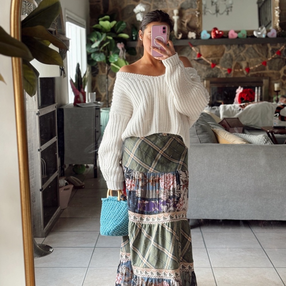 Tolani Maxi Tiered Skirt Green and Pink Resort Wear